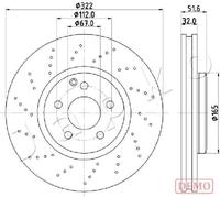 2x Brake disc Front Axle perforated/vented 600528C JAPKO for MERCEDES-BENZ CLS