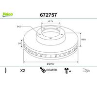 VALEO 672757 Brake disc