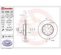 2x Brake disc internally vented 09.3090.21 BREMBO for CHEVROLET DAEWOO