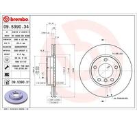 2x Brake disc internally vented 09.5390.31 BREMBO for BMW 3 3 Coupe 3 Touring