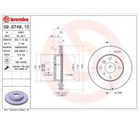 Brembo Brake Disc 09.6748.10 Internally Vented Front Set of 2 for Daihatsu