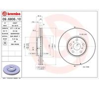 2x Brake disc internally vented 09.6806.10 BREMBO for TOYOTA CELICA Coupe