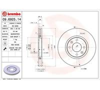 2x Brake disc internally vented 09.6925.14 BREMBO for CITROËN XANTIA