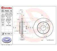 BREMBO 2x Brake Discs Vented Front Axle Fits Mitsubishi Carisma FTO Proton