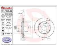 Brembo Brake Discs 09.7359.21 Front Internally Vented 260mm 2x Fits Mercedes A-Class