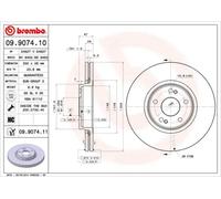 2x Brake disc internally vented 09.9074.11 BREMBO for RENAULT LAGUNA II