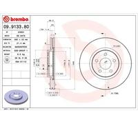 2x Brake disc internally vented 09.9133.81 BREMBO for CHRYSLER DODGE