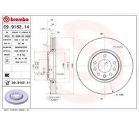 2x Brake disc internally vented 09.9162.14 BREMBO for CADILLAC SAAB OPEL