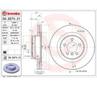BREMBO UV Coated Vented Brake Disc - Front Axle - Fits Land Rover - 09.9374.21