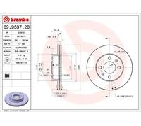 2x Brake disc internally vented 09.9537.20 BREMBO for HYUNDAI ACCENT II Saloon