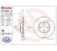 2x Brake disc internally vented 09.9559.11 BREMBO for TOYOTA COROLLA
