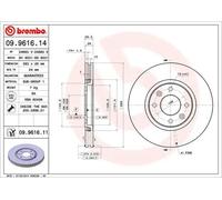 2x Brake disc internally vented 09.9616.11 BREMBO for PEUGEOT 406 406 Estate