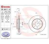 2x Brake disc internally vented 09.9617.11 BREMBO for VOLVO S40 I V40 Estate