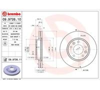 2x Brake disc internally vented 09.9726.11 BREMBO for KIA SEDONA I SEDONA Mk II