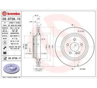 2x Brake disc internally vented 09.9738.11 BREMBO for MERCEDES-BENZ S-CLASS