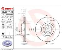 2x Brake disc internally vented 09.9817.11 BREMBO for TOYOTA AVENSIS Estate