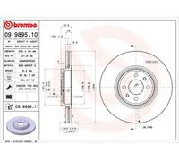 2x Brake disc internally vented 09.9895.11 BREMBO for RENAULT SCÉNIC II