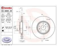 2x Brake disc internally vented 09.9895.20 BREMBO for RENAULT SCÉNIC II