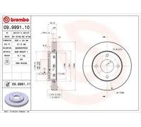09.9991.11 Front Brake Discs 2 Pieces Pair 256mm Diameter Vented Braking Brembo