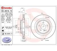 2x Brake disc internally vented 09.A818.11 BREMBO for MERCEDES-BENZ S-CLASS SL
