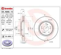 2x Brake disc internally vented 09.A866.10 BREMBO for HONDA CR-V III CR-V IV