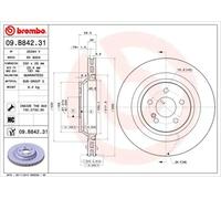 Brembo Brake Disc 09.B842.31 - Internally Vented Rear Axle for Mercedes-Benz S-Class/SL
