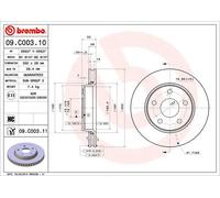 2x Brake disc internally vented 09.C003.11 BREMBO for JEEP WRANGLER III