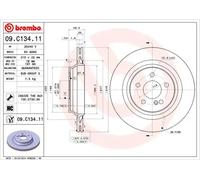 2x Brake disc internally vented 09.C134.11 BREMBO for MERCEDES-BENZ S-CLASS