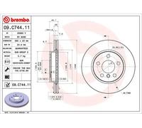 2x Brake disc internally vented 09.C744.11 BREMBO for MINI BMW