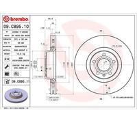 BREMBO 09.C895.11 Brake Disc Front Internally Vented Fits Audi A6 Allroad A8