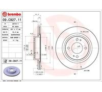 2x Brake disc internally vented 09.C927.11 BREMBO for MITSUBISHI