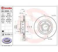 2x Brake disc internally vented 09.D230.11 BREMBO for AUDI VW