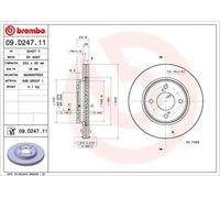 2x Brake disc internally vented 09.D247.11 BREMBO for SUZUKI BALENO SWIFT V
