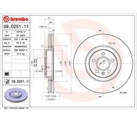 Brembo Brake Disc 09.D251.11 Prime - Internally Vented Front for Volvo S60 S90 V60 V90 XC40 XC60