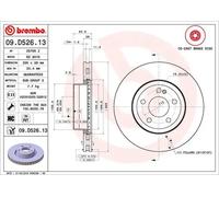 2x BREMBO 09.D526.13 Brake Disc Front Vented Fits Mercedes-Benz C-Class E-Class