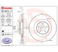 Brembo Prime Line UV Coated Vented Brake Disc - 09.D574.11 For Ford - OE Quality