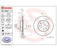 2x Brake disc internally vented 09.D607.11 BREMBO for KIA PICANTO III