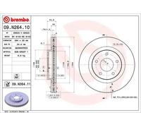 2x Brake disc internally vented 09.N264.11 BREMBO for MITSUBISHI PEUGEOT CITROËN