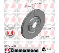 2x Brake disc internally vented 100.1240.20 ZIMMERMANN for SEAT VW AUDI SKODA