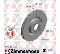2x Brake disc internally vented 100.3324.20 ZIMMERMANN for AUDI A6 C5