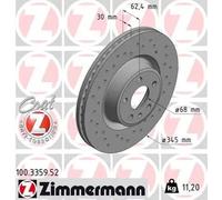 2x Brake disc internally vented 100.3359.52 ZIMMERMANN for AUDI A6 Allroad C7