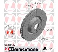 2x Brake disc internally vented 100.3360.52 ZIMMERMANN for AUDI A6 Allroad C7