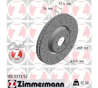 2x Brake disc internally vented 100.3373.52 ZIMMERMANN for AUDI VW