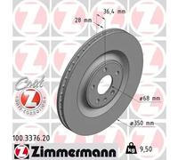 2x Brake disc internally vented 100.3376.20 ZIMMERMANN for AUDI VW