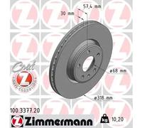2x Brake disc internally vented 100.3377.20 ZIMMERMANN for AUDI A4 B9 A5 Q5