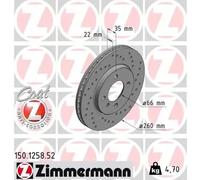 2x Brake disc internally vented 150.1258.52 ZIMMERMANN for BMW 3 3 Touring