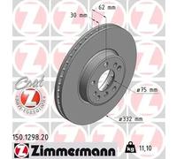 2x Brake disc internally vented 150.1298.20 ZIMMERMANN for BMW X5 X3