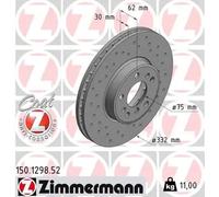 2x Brake disc internally vented 150.1298.52 ZIMMERMANN for BMW X5 X3