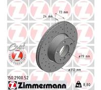 ZIMMERMANN SPORT COAT Z Brake disc 150.2900.52 312 24 6/5 5 120 internally vented, Perforated Coated High-carbon BMW: 3 Saloon, 3 GT, 4 Gran Coupe