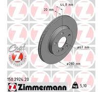 2x Brake disc internally vented 150.2924.20 ZIMMERMANN for BMW i3
